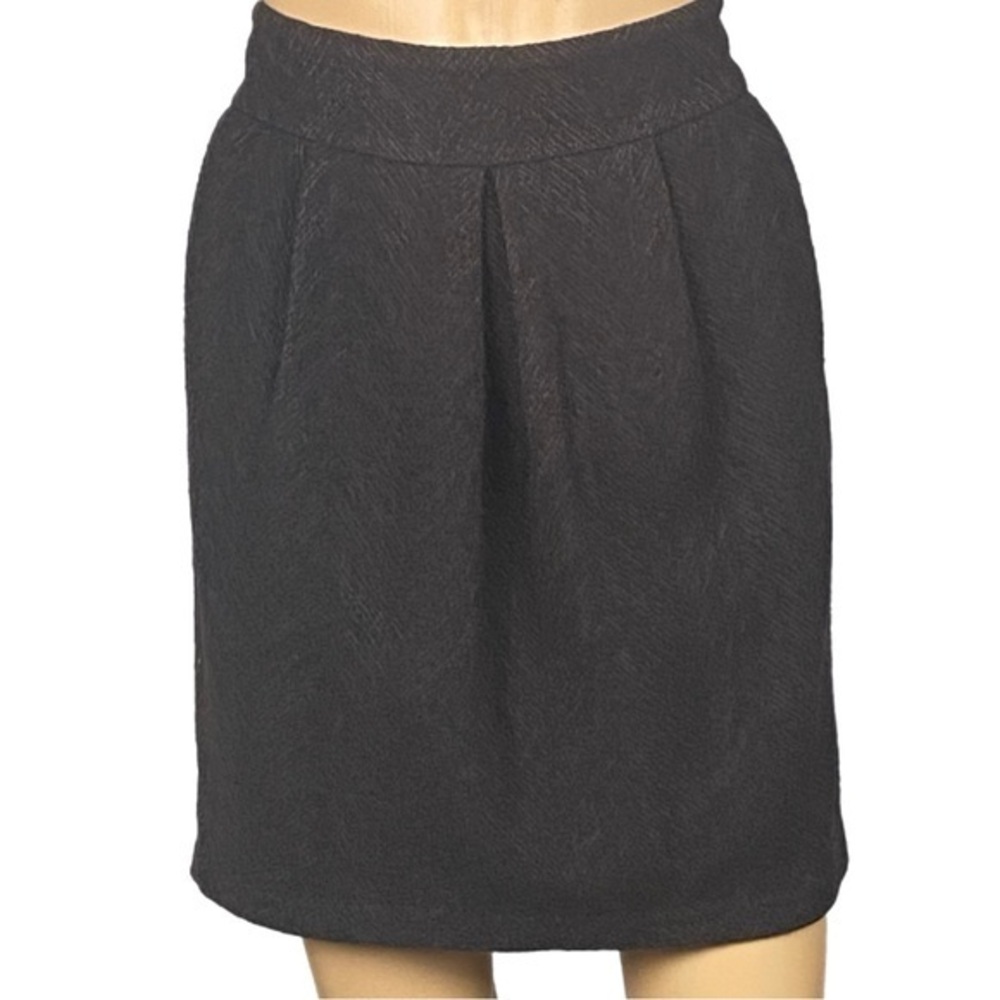 EILEEN FISHER Wool blend two-tone brown herringbone mini skirt Pockets Small EUC